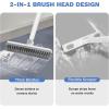 imageSetSail Grout Cleaner Brush with Long Handle VShaped Floor Scrub Brush Swivel Grout Brush Stiff Bristle Floor Grout Scrubber for Bathroom Tile Line Crevice Kitchen Wall Deck Garage White Grey