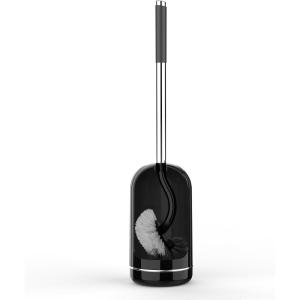 imageSetSail Toilet Brush and Holder Set Compact Size Curved Toilet Bowl Brush for Bathroom Deep Cleaning with Stainless Steel Handle Toilet Cleaner Brush Black