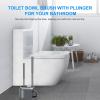 imageSetSail Toilet Brush and Plunger Set Toilet Plungers for Bathroom Heavy Duty Toilet Bowl Brush and Holder Hidden Toilet Plunger and Brush Set for Deeply Cleaning White ampamp GreyGray