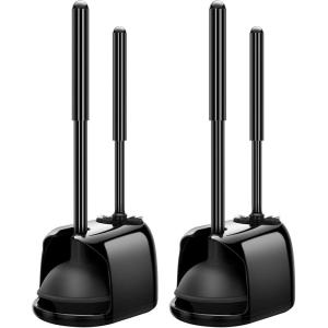 imageSetSail Toilet Brush and Plunger Set 2 Packs Toilet Plungers for Bathroom Heavy Duty Toilet Bowl Brush and Holder Hidden Toilet Plunger and Brush Set for Deeply Cleaning 2 Packs  Black