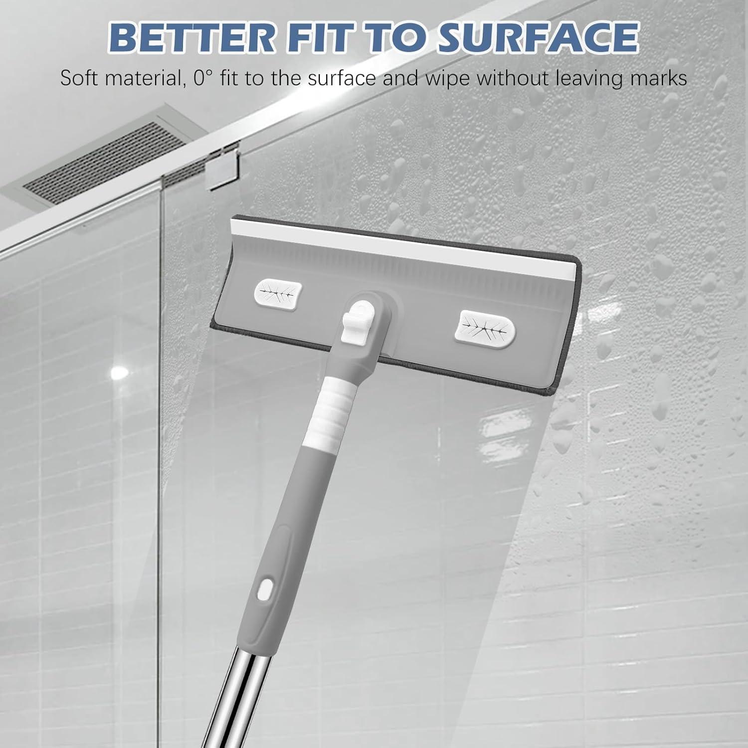 imageSetSail 4in1 Tile Tub Floor Scrubber with 52inch Long Adjustable Handle Shower Cleaner Brush with VShaped Grout Brush and 3 Replacement Brush Heads for Bathroom Kitchen Sink Walls Tub Tile GreyGray