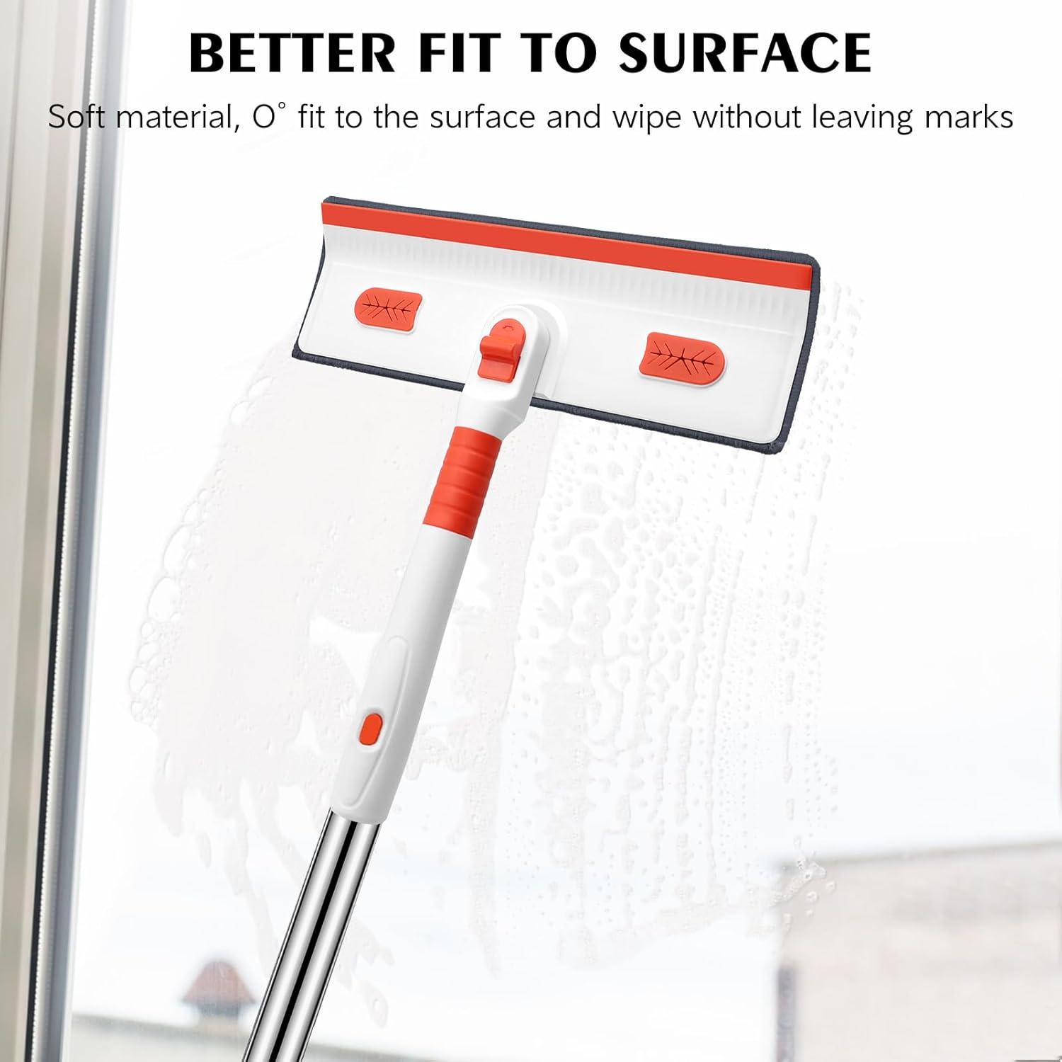 imageSetSail 4in1 Tile Tub Floor Scrubber with 52inch Long Adjustable Handle Shower Cleaner Brush with VShaped Grout Brush and 3 Replacement Brush Heads for Bathroom Kitchen Sink Walls Tub Tile GreyOrange