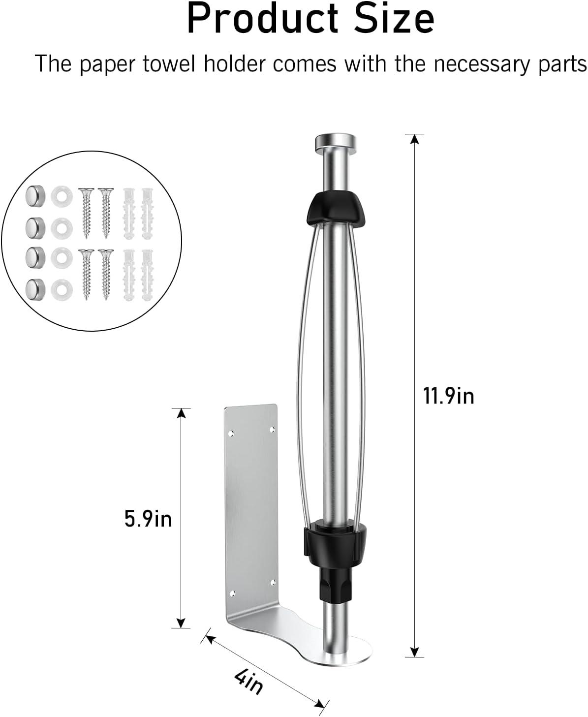 imageSetSail Paper Towel Holder Paper Towel Holder Under Cabinet with Adjustable Damper Easy Tear Wall Mount SelfAdhesive or Drilled for Kitchen Bathroom WhiteSilver