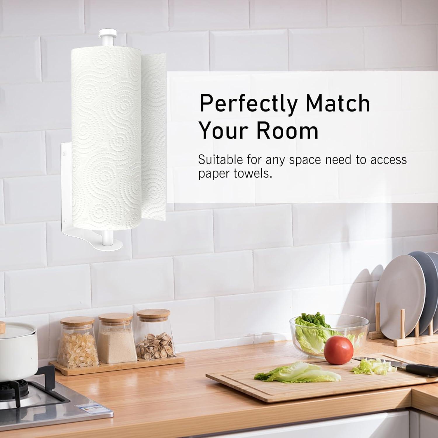 imageSetSail Paper Towel Holder Paper Towel Holder Under Cabinet with Adjustable Damper Easy Tear Wall Mount SelfAdhesive or Drilled for Kitchen Bathroom WhiteWhite
