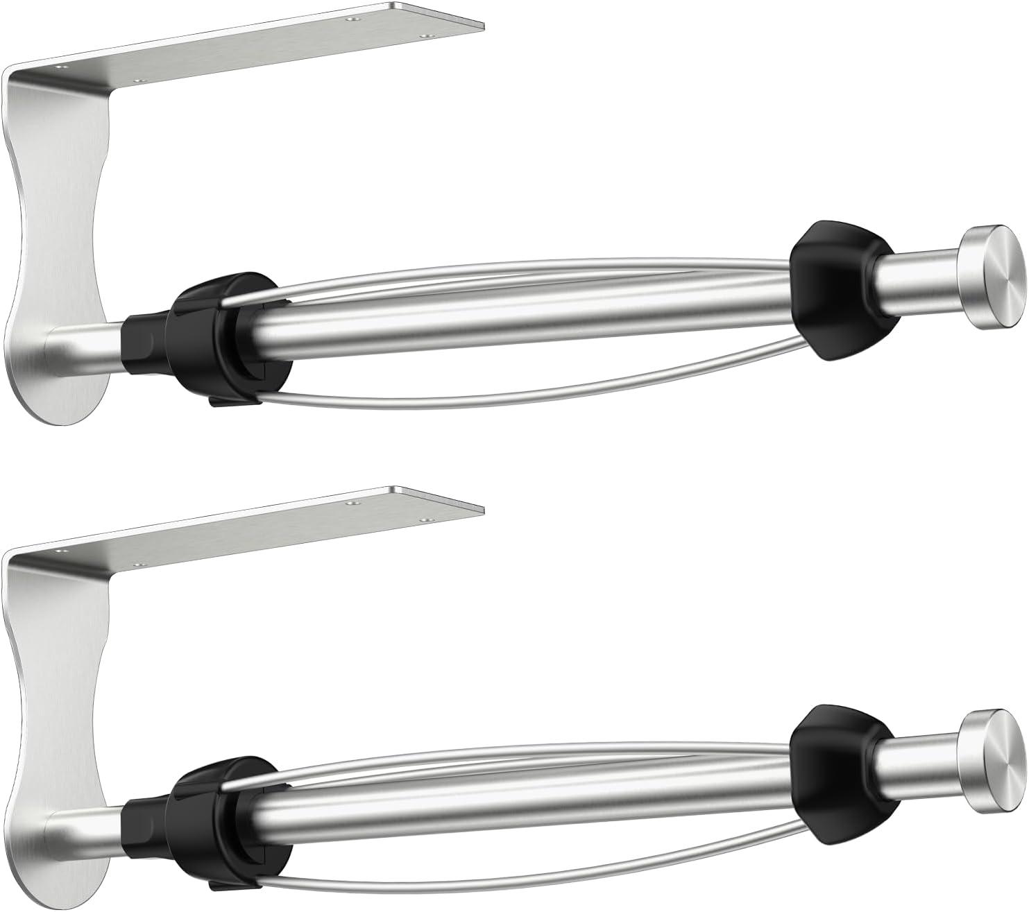 imageSetSail Paper Towel Holder Paper Towel Holder Under Cabinet with Adjustable Damper Easy Tear Wall Mount SelfAdhesive or Drilled for Kitchen Bathroom WhiteSilver
