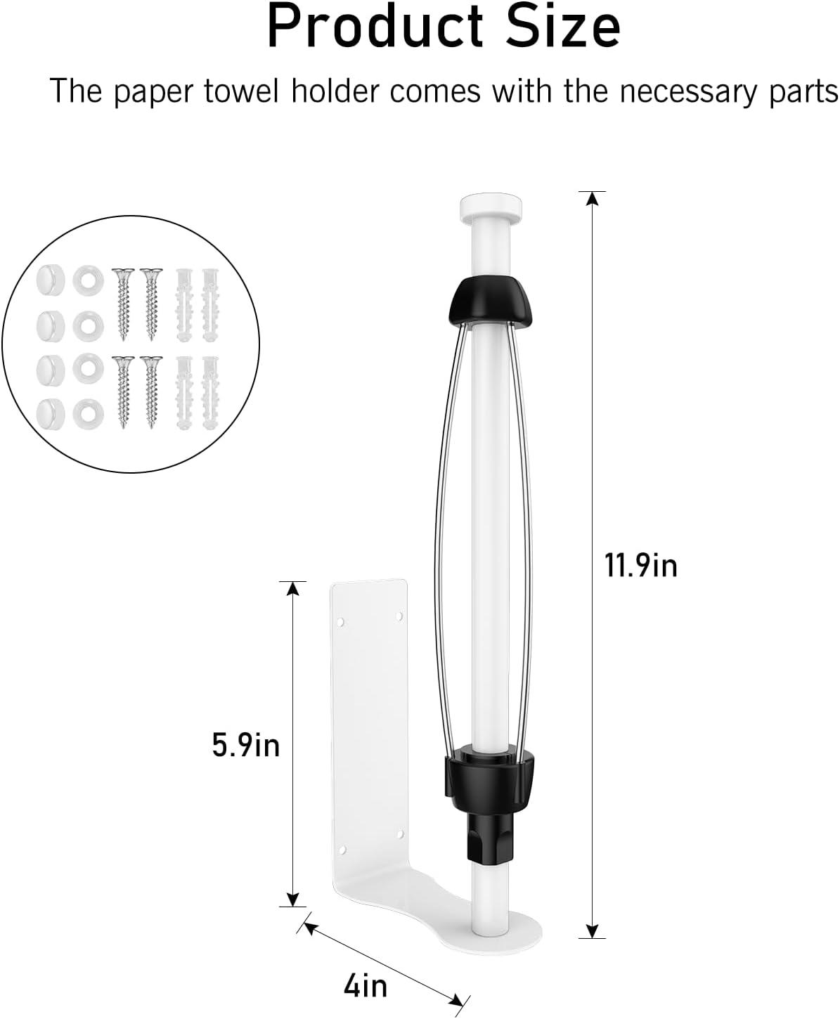 imageSetSail Paper Towel Holder Paper Towel Holder Under Cabinet with Adjustable Damper Easy Tear Wall Mount SelfAdhesive or Drilled for Kitchen Bathroom WhiteWhite