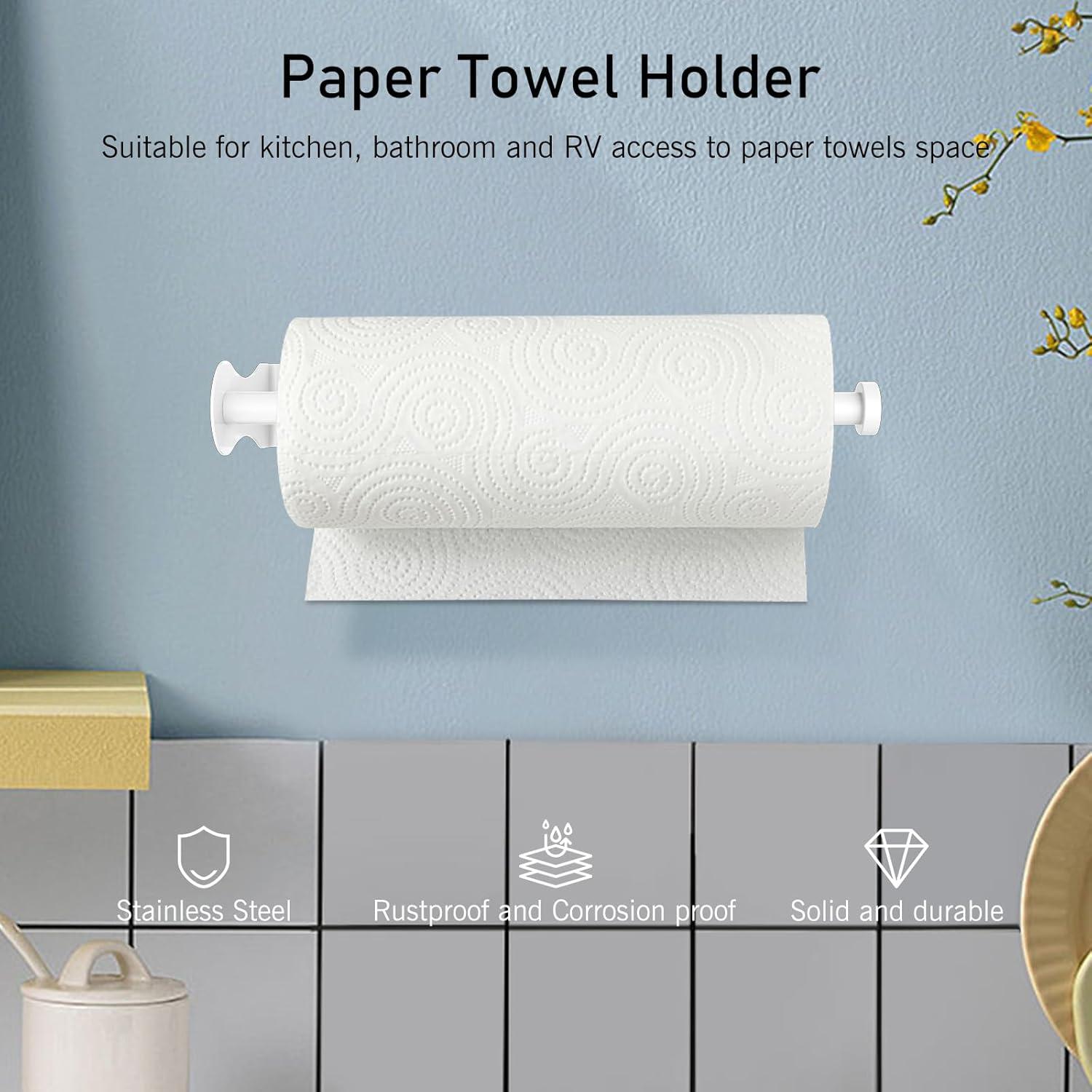imageSetSail Paper Towel Holder Paper Towel Holder Under Cabinet with Adjustable Damper Easy Tear Wall Mount SelfAdhesive or Drilled for Kitchen Bathroom WhiteWhite
