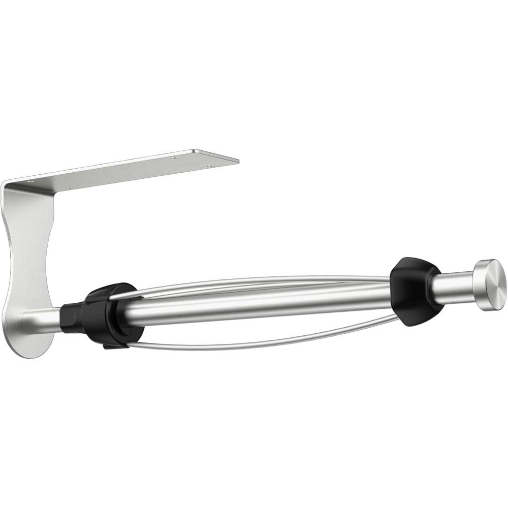 imageSetSail Paper Towel Holder Paper Towel Holder Under Cabinet with Adjustable Damper Easy Tear Wall Mount SelfAdhesive or Drilled for Kitchen Bathroom WhiteSilver