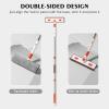 imageSetSail 4in1 Tile Tub Floor Scrubber with 52inch Long Adjustable Handle Shower Cleaner Brush with VShaped Grout Brush and 3 Replacement Brush Heads for Bathroom Kitchen Sink Walls Tub Tile GreyOrange