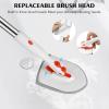 imageSetSail 4in1 Tile Tub Floor Scrubber with 52inch Long Adjustable Handle Shower Cleaner Brush with VShaped Grout Brush and 3 Replacement Brush Heads for Bathroom Kitchen Sink Walls Tub Tile GreyOrange