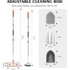imageSetSail 4in1 Tile Tub Floor Scrubber with 52inch Long Adjustable Handle Shower Cleaner Brush with VShaped Grout Brush and 3 Replacement Brush Heads for Bathroom Kitchen Sink Walls Tub Tile GreyOrange