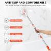 imageSetSail 4in1 Tile Tub Floor Scrubber with 52inch Long Adjustable Handle Shower Cleaner Brush with VShaped Grout Brush and 3 Replacement Brush Heads for Bathroom Kitchen Sink Walls Tub Tile GreyOrange