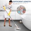 imageSetSail 4in1 Tile Tub Floor Scrubber with 52inch Long Adjustable Handle Shower Cleaner Brush with VShaped Grout Brush and 3 Replacement Brush Heads for Bathroom Kitchen Sink Walls Tub Tile GreyOrange