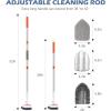 imageSetSail 4in1 Tile Tub Floor Scrubber with 52inch Long Adjustable Handle Shower Cleaner Brush with VShaped Grout Brush and 3 Replacement Brush Heads for Bathroom Kitchen Sink Walls Tub Tile GreyOrange