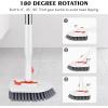 imageSetSail 4in1 Tile Tub Floor Scrubber with 52inch Long Adjustable Handle Shower Cleaner Brush with VShaped Grout Brush and 3 Replacement Brush Heads for Bathroom Kitchen Sink Walls Tub Tile GreyOrange