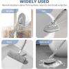 imageSetSail 4in1 Tile Tub Floor Scrubber with 52inch Long Adjustable Handle Shower Cleaner Brush with VShaped Grout Brush and 3 Replacement Brush Heads for Bathroom Kitchen Sink Walls Tub Tile GreyGray