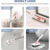 imageSetSail 4in1 Tile Tub Floor Scrubber with 52inch Long Adjustable Handle Shower Cleaner Brush with VShaped Grout Brush and 3 Replacement Brush Heads for Bathroom Kitchen Sink Walls Tub Tile GreyOrange