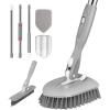 imageSetSail 4in1 Tile Tub Floor Scrubber with 52inch Long Adjustable Handle Shower Cleaner Brush with VShaped Grout Brush and 3 Replacement Brush Heads for Bathroom Kitchen Sink Walls Tub Tile GreyGray