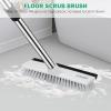 imageSetSail Floor Scrub Brush with 51Inch Long Adjustable Handle 2 in 1 Scrape Brush Stiff Bristle Floor Scrubber for Cleaning Shower Bathroom Garage Kitchen Wall Deck Tub Tile 2 PackBlack White