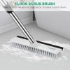 imageSetSail Floor Scrub Brush with 51Inch Long Adjustable Handle 2 in 1 Scrape Brush Stiff Bristle Floor Scrubber for Cleaning Shower Bathroom Garage Kitchen Wall Deck Tub Tile 2 PackBlack White