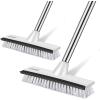 imageSetSail Floor Scrub Brush with 51Inch Long Adjustable Handle 2 in 1 Scrape Brush Stiff Bristle Floor Scrubber for Cleaning Shower Bathroom Garage Kitchen Wall Deck Tub Tile 2 PackBlack White