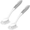 imageSetSail Dish Brush with Handle 2 Pack Stiff Bristles Dish Scrubber with Builtin Scraper Dish Scrub Brushes for Cleaning Dishes Pots and Pans Kitchen Sink 3 Pack Black WhiteGray