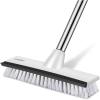 imageSetSail Floor Scrub Brush with 51Inch Long Adjustable Handle 2 in 1 Scrape Brush Stiff Bristle Floor Scrubber for Cleaning Shower Bathroom Garage Kitchen Wall Deck Tub Tile 2 PackBlack White