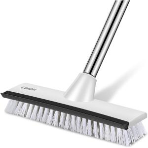 imageSetSail Floor Scrub Brush with 51Inch Long Adjustable Handle 2 in 1 Scrape Brush Stiff Bristle Floor Scrubber for Cleaning Shower Bathroom Garage Kitchen Wall Deck Tub Tile 2 PackBlack White