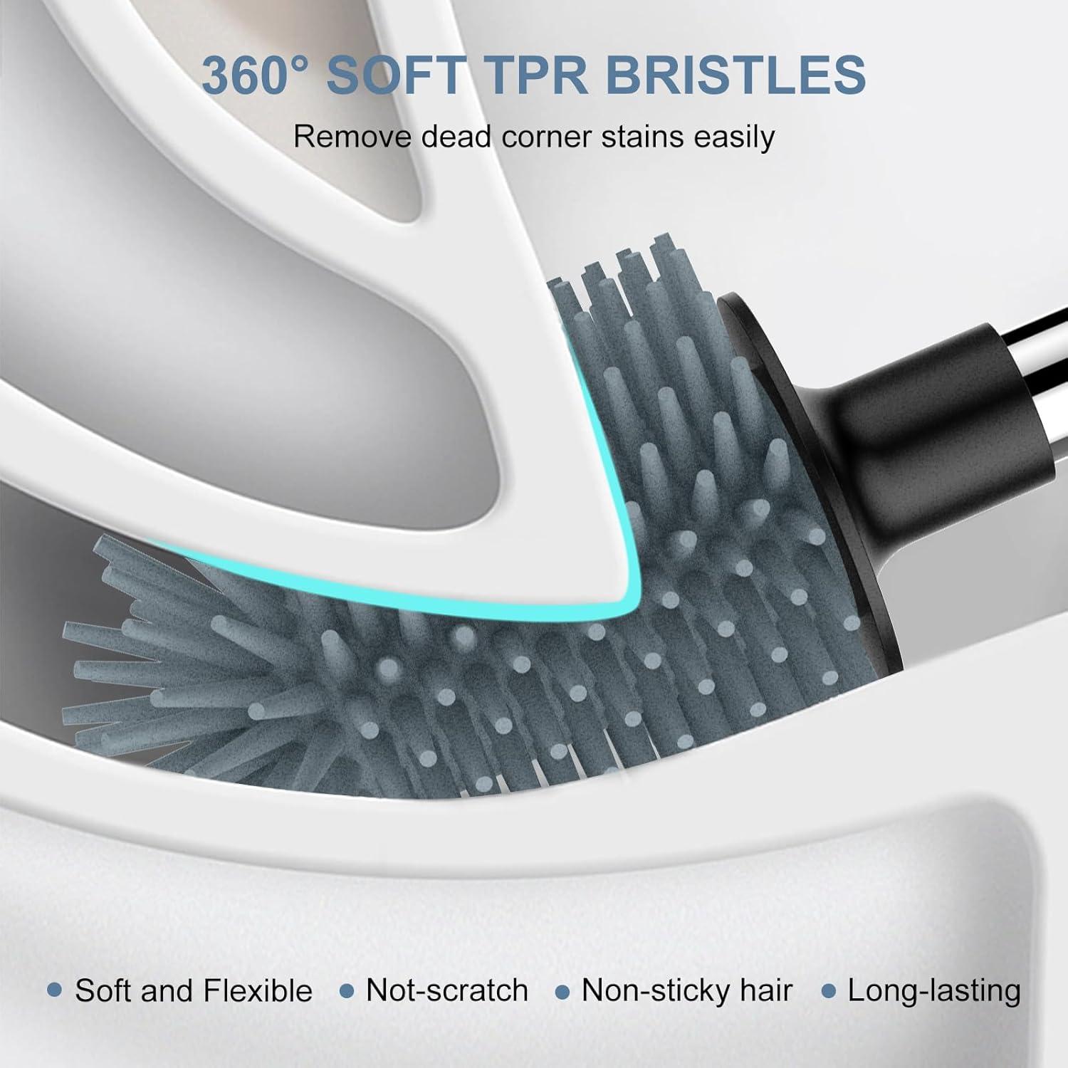 imageSetSail Silicone Toilet Bowl Brush and Holder Automatic Toilet Brushes for Bathroom with Holder Ventilated Toilet Cleaner Brush for Toilet Scrubber Cleaning  GreyBlack