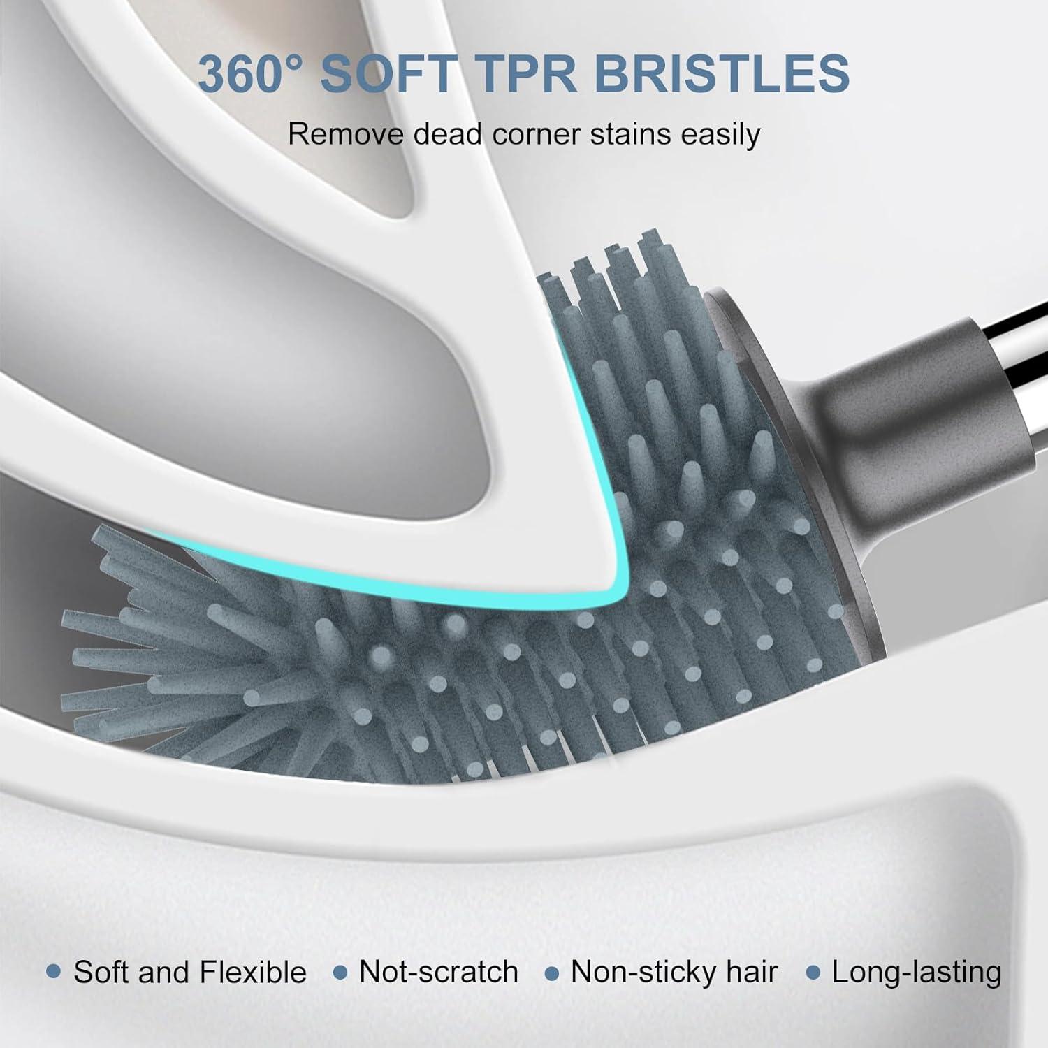 imageSetSail Silicone Toilet Bowl Brush and Holder Automatic Toilet Brushes for Bathroom with Holder Ventilated Toilet Cleaner Brush for Toilet Scrubber Cleaning  GreyGray