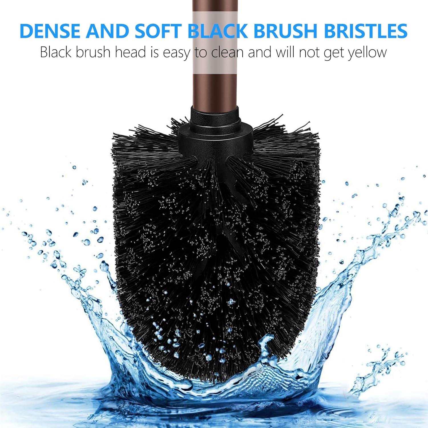 imageSetSail Toilet Brush Compact Size Toilet Bowl Brush and Holder Toilet Brushes for Bathroom with Stainless Steel Handle Toilet Cleaner Brush with Durable Scrubbing Bristles SplashProofBrown