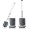 imageSetSail Silicone Toilet Bowl Brush and Holder Automatic Toilet Brushes for Bathroom with Holder Ventilated Toilet Cleaner Brush for Toilet Scrubber Cleaning  GreyWhite  Grey