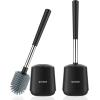 imageSetSail Silicone Toilet Bowl Brush and Holder Automatic Toilet Brushes for Bathroom with Holder Ventilated Toilet Cleaner Brush for Toilet Scrubber Cleaning  GreyBlack
