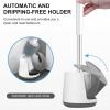 imageSetSail Silicone Toilet Bowl Brush and Holder Automatic Toilet Brushes for Bathroom with Holder Ventilated Toilet Cleaner Brush for Toilet Scrubber Cleaning  GreyWhite  Grey