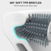 imageSetSail Silicone Toilet Bowl Brush and Holder Automatic Toilet Brushes for Bathroom with Holder Ventilated Toilet Cleaner Brush for Toilet Scrubber Cleaning  GreyWhite  Grey