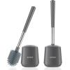 imageSetSail Silicone Toilet Bowl Brush and Holder Automatic Toilet Brushes for Bathroom with Holder Ventilated Toilet Cleaner Brush for Toilet Scrubber Cleaning  GreyGray