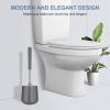 imageSetSail Toilet Brush and Holder 4 Pack Self Closing Lid Toilet Bowl Brushes Holder Extra Long Handle Ventilated Toilet Brush Set for Bathroom Cleaning Nylon Bristles GreyGray