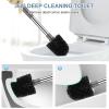 imageSetSail Toilet Brush and Holder 4 Pack Self Closing Lid Toilet Bowl Brushes Holder Extra Long Handle Ventilated Toilet Brush Set for Bathroom Cleaning Nylon Bristles GreyGray