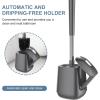 imageSetSail Toilet Brush and Holder 4 Pack Self Closing Lid Toilet Bowl Brushes Holder Extra Long Handle Ventilated Toilet Brush Set for Bathroom Cleaning Nylon Bristles GreyGray