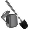 imageSetSail Toilet Brush and Holder 4 Pack Self Closing Lid Toilet Bowl Brushes Holder Extra Long Handle Ventilated Toilet Brush Set for Bathroom Cleaning Nylon Bristles GreyGray