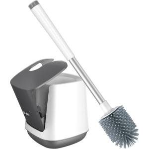 imageSetSail Silicone Toilet Bowl Brush and Holder Automatic Toilet Brushes for Bathroom with Holder Ventilated Toilet Cleaner Brush for Toilet Scrubber Cleaning  GreyWhite  Grey