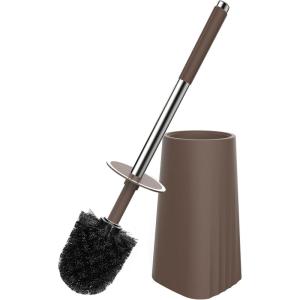 imageSetSail Toilet Brush Compact Size Toilet Bowl Brush and Holder Toilet Brushes for Bathroom with Stainless Steel Handle Toilet Cleaner Brush with Durable Scrubbing Bristles SplashProofBrown