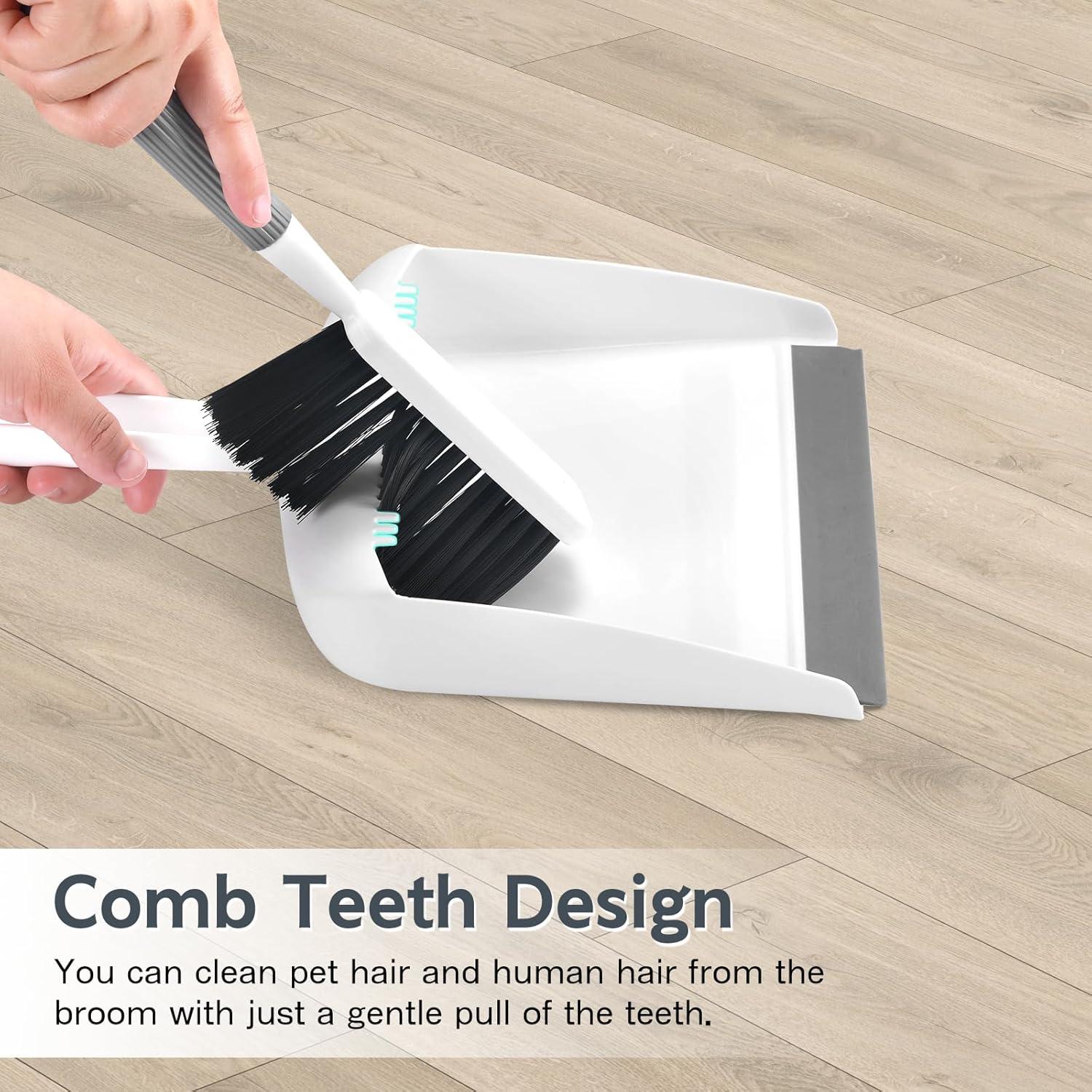 imageSetSail Mini Broom and Dustpan Set Portable Cleaning Brush and Dustpan Combo Nesting SnapOn Handheld Dust Pan and Brush Set Small Brush Dustpan for Kitchen Desktop Pet Floor Sofa Grey White