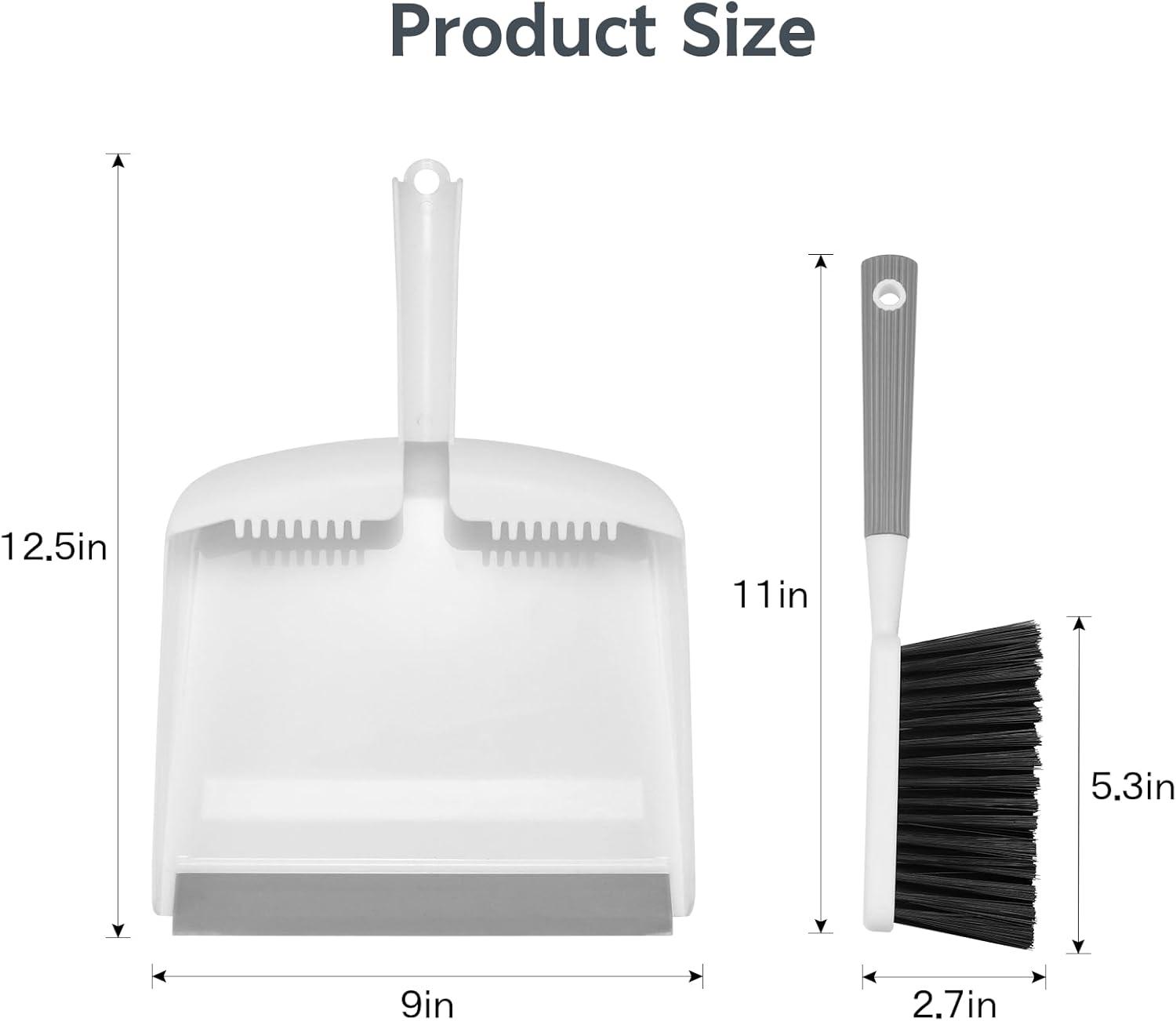 imageSetSail Mini Broom and Dustpan Set Portable Cleaning Brush and Dustpan Combo Nesting SnapOn Handheld Dust Pan and Brush Set Small Brush Dustpan for Kitchen Desktop Pet Floor Sofa Grey White